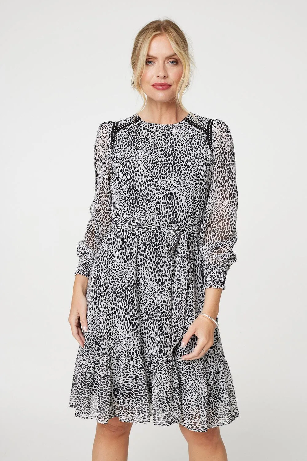 Animal Print Long Sleeve Dress