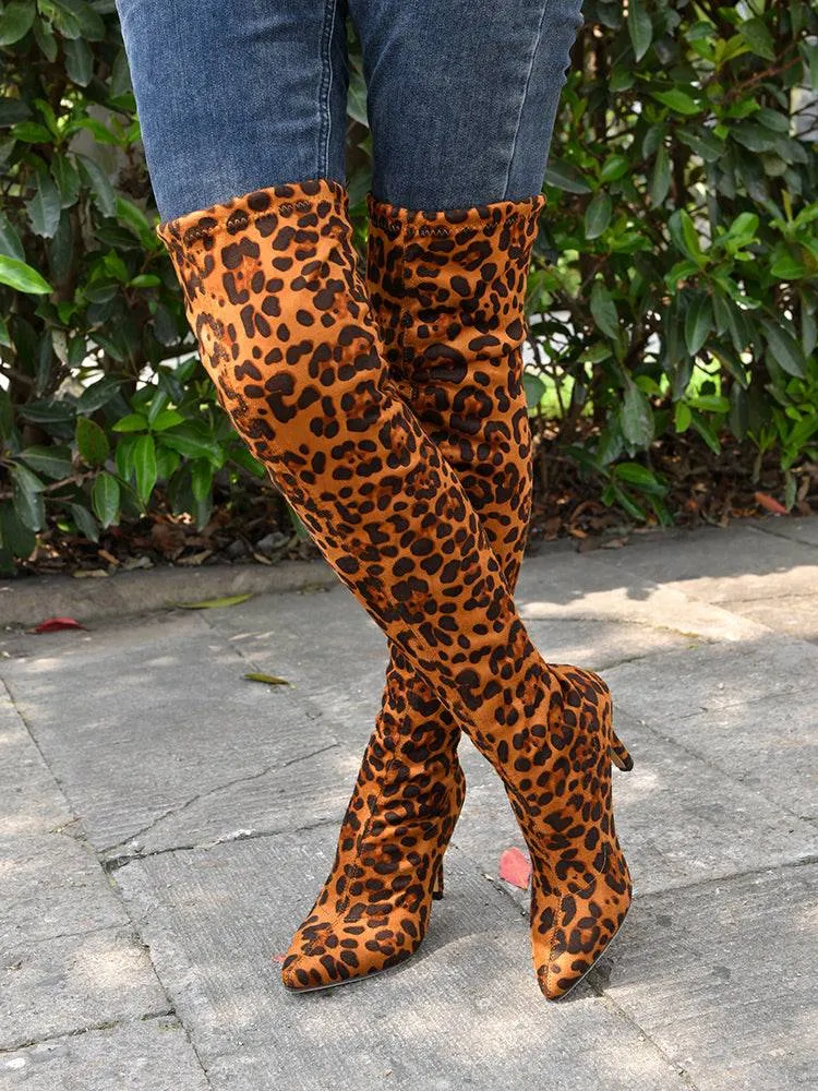 Animal Printed High Heel Boots