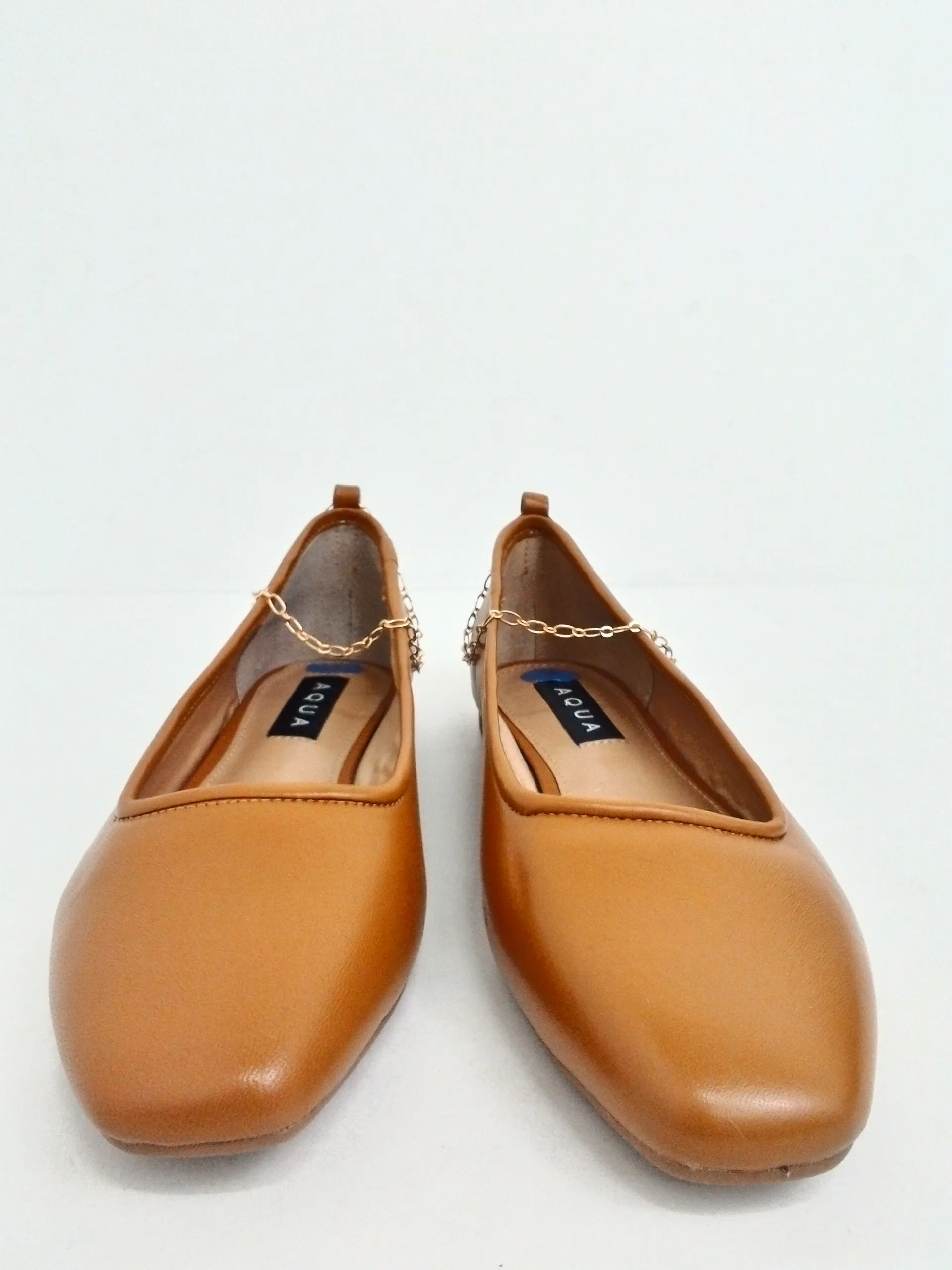 Aqua Women's Gabby Brown Leather Flats Size 7 M