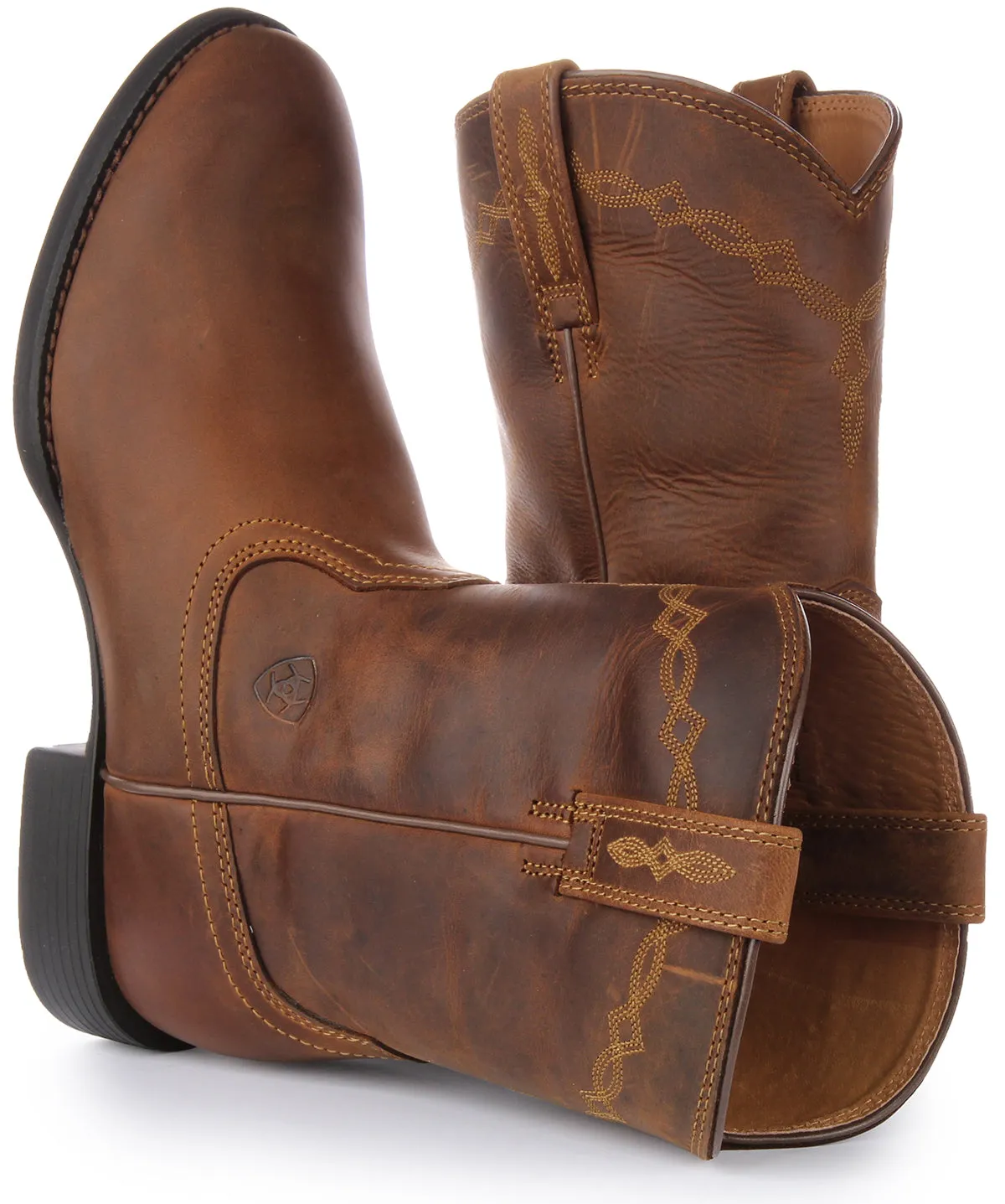 Mens Ariat Heritage Roper Boots in Rich Brown - Classic Western Style