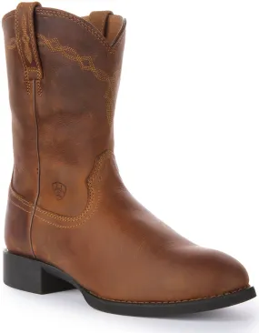 Mens Ariat Heritage Roper Boots in Rich Brown - Classic Western Style