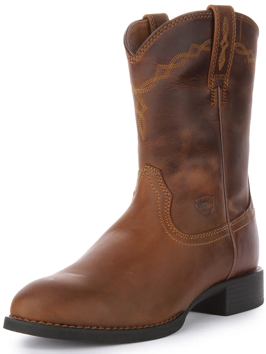 Mens Ariat Heritage Roper Boots in Rich Brown - Classic Western Style