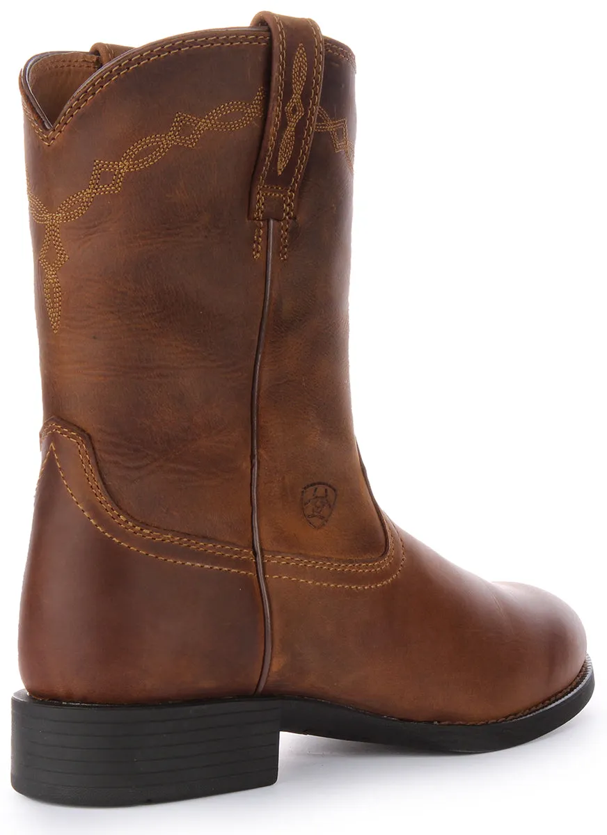 Mens Ariat Heritage Roper Boots in Rich Brown - Classic Western Style