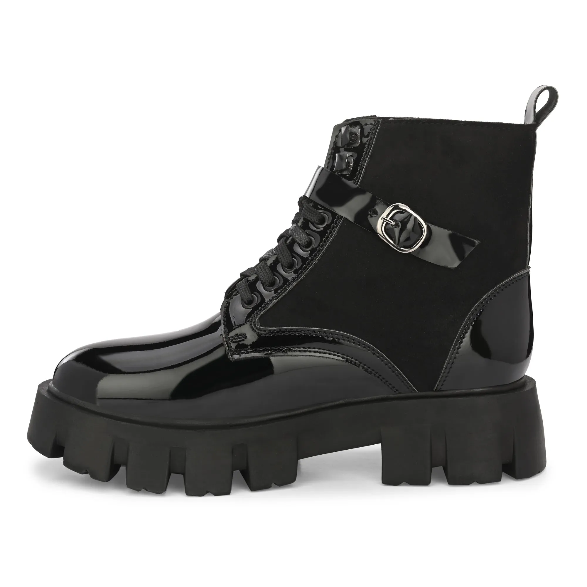 Attitudist Unisex Black Velvet Upper High Heel Pocket Boots