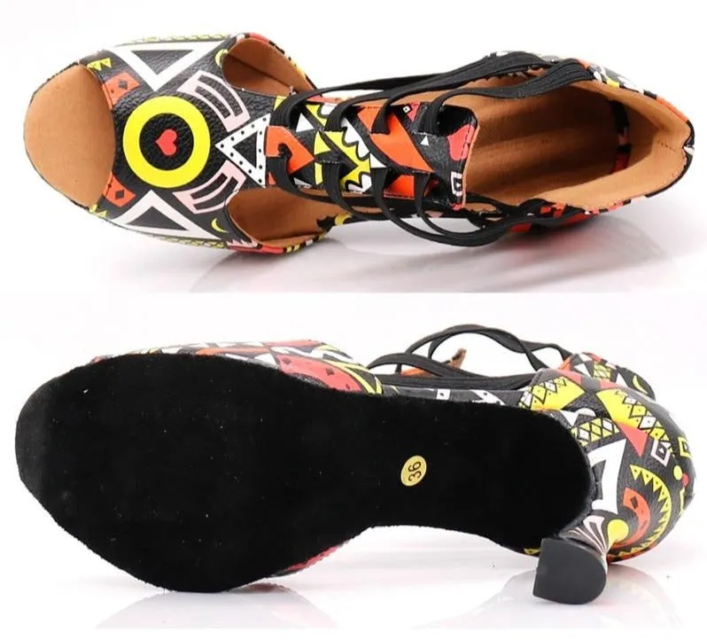 Aztec Print Ballroom Dance Shoes