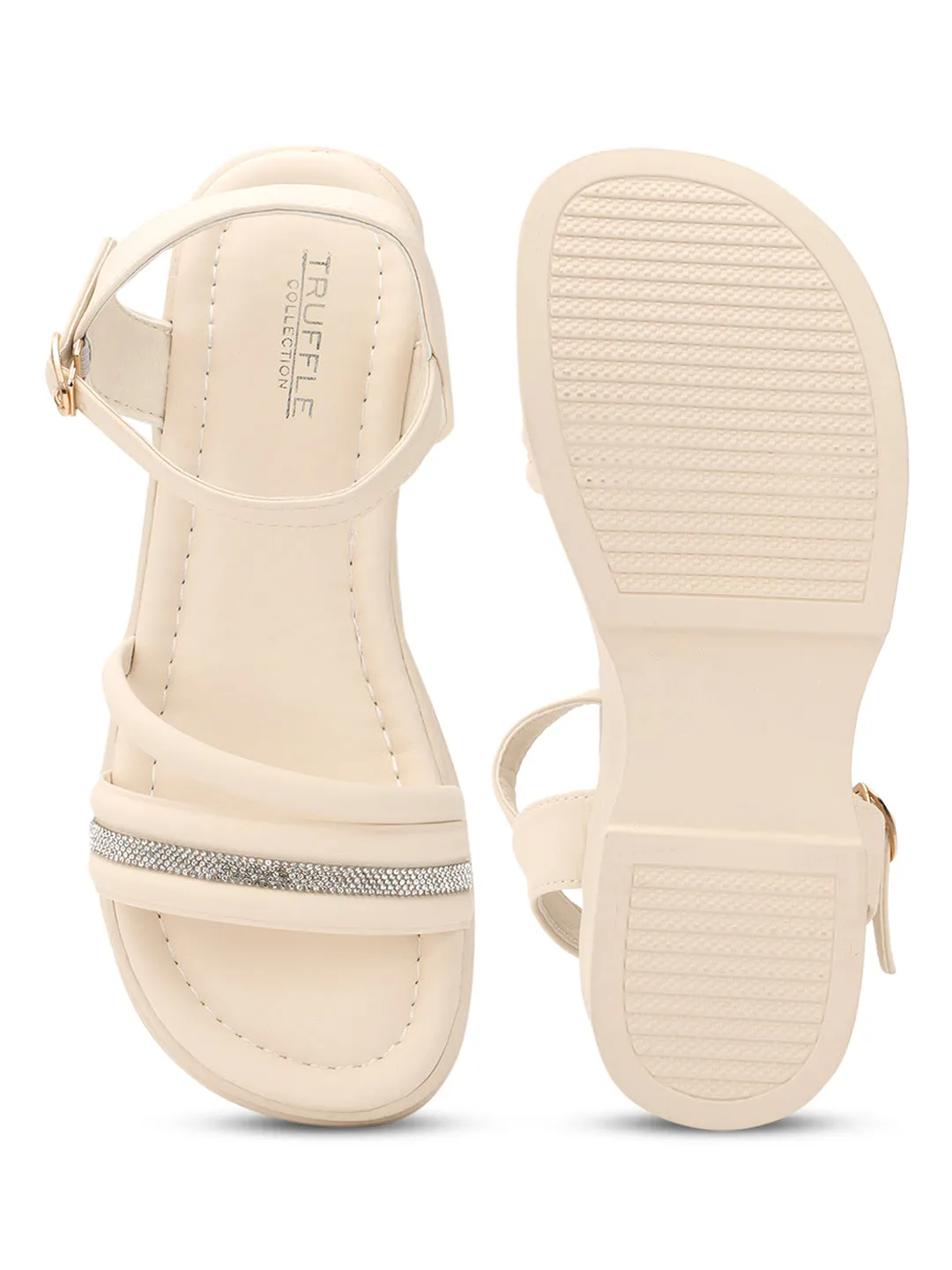 Beige PU Diamond Strap Slip-On Flats (TC-RS3600-BEIG)