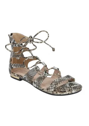 Beige Snake Pattern Flats