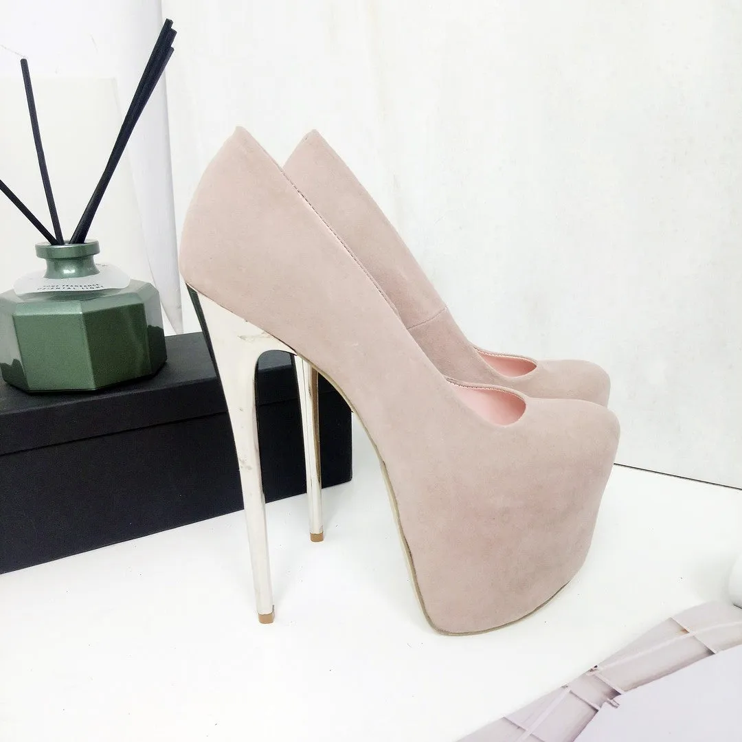 Beige Suede Platform Heels