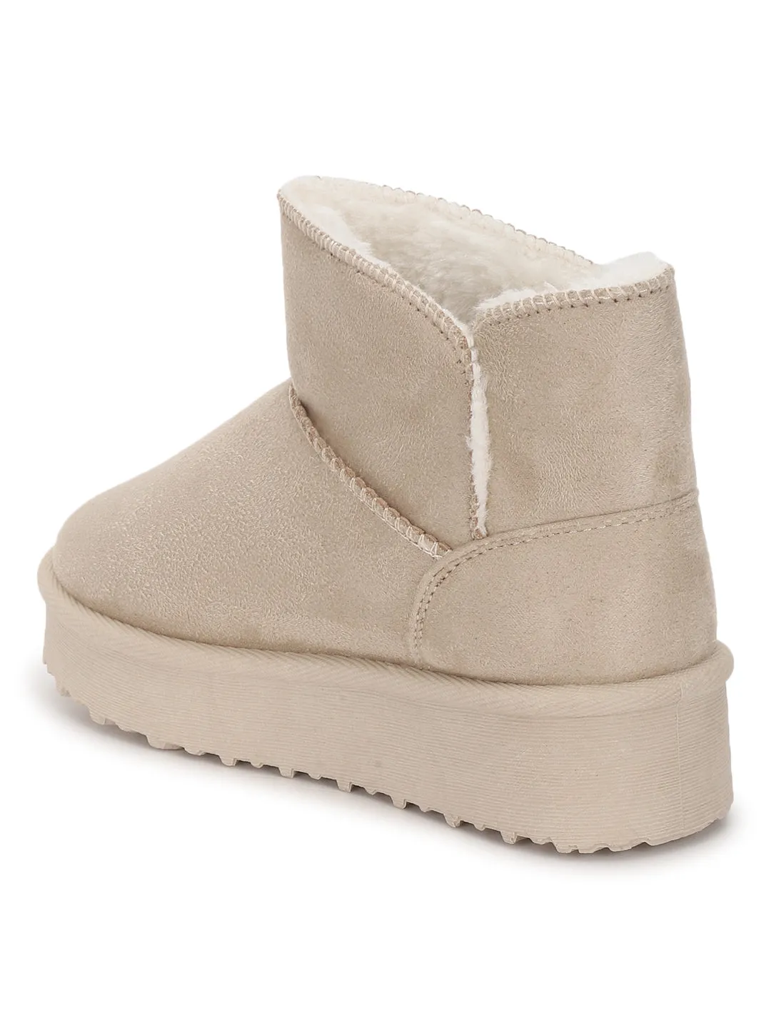 Beige Suede Winter Stylish Ankle Boots For Kids-Unisex (TC-RS3687-BEIG)