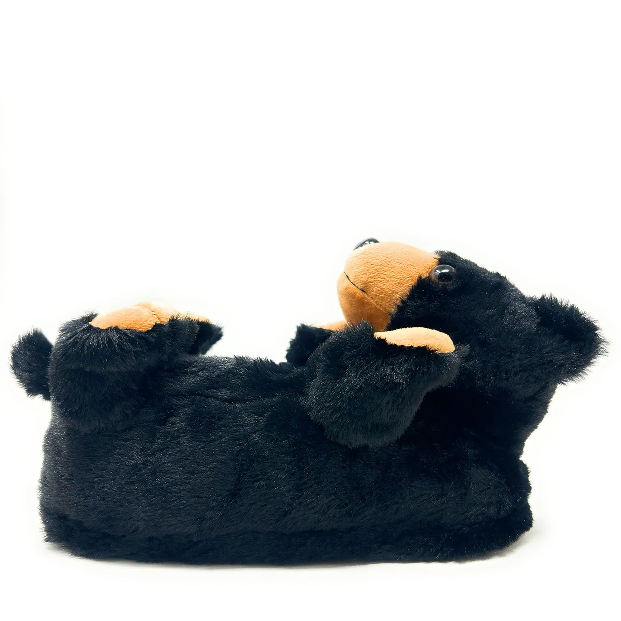 Cozy Black Bear Hug Plush Slippers