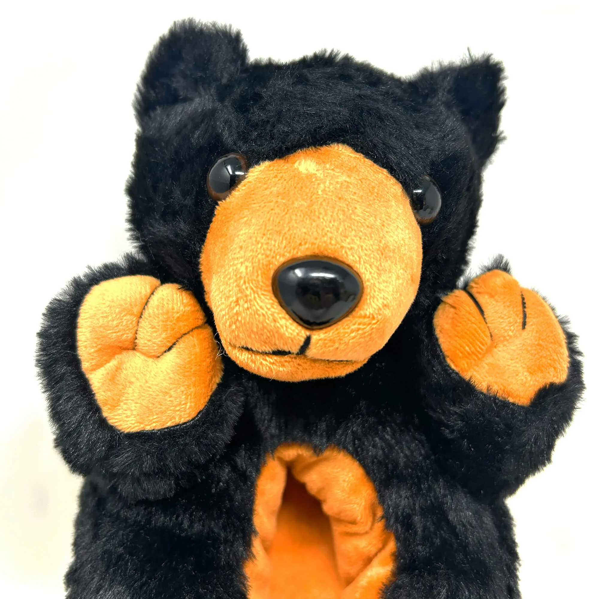 Cozy Black Bear Hug Plush Slippers