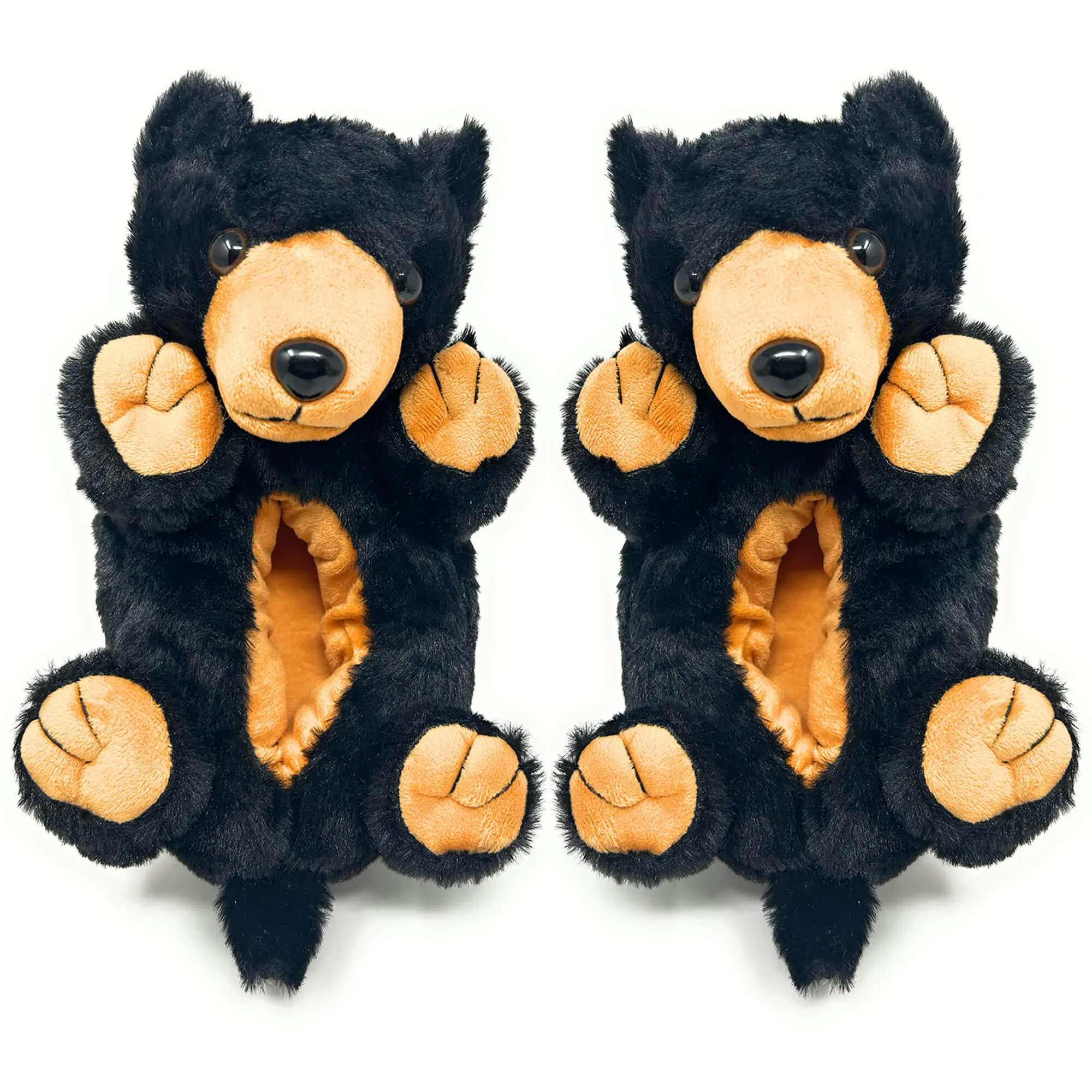 Cozy Black Bear Hug Plush Slippers