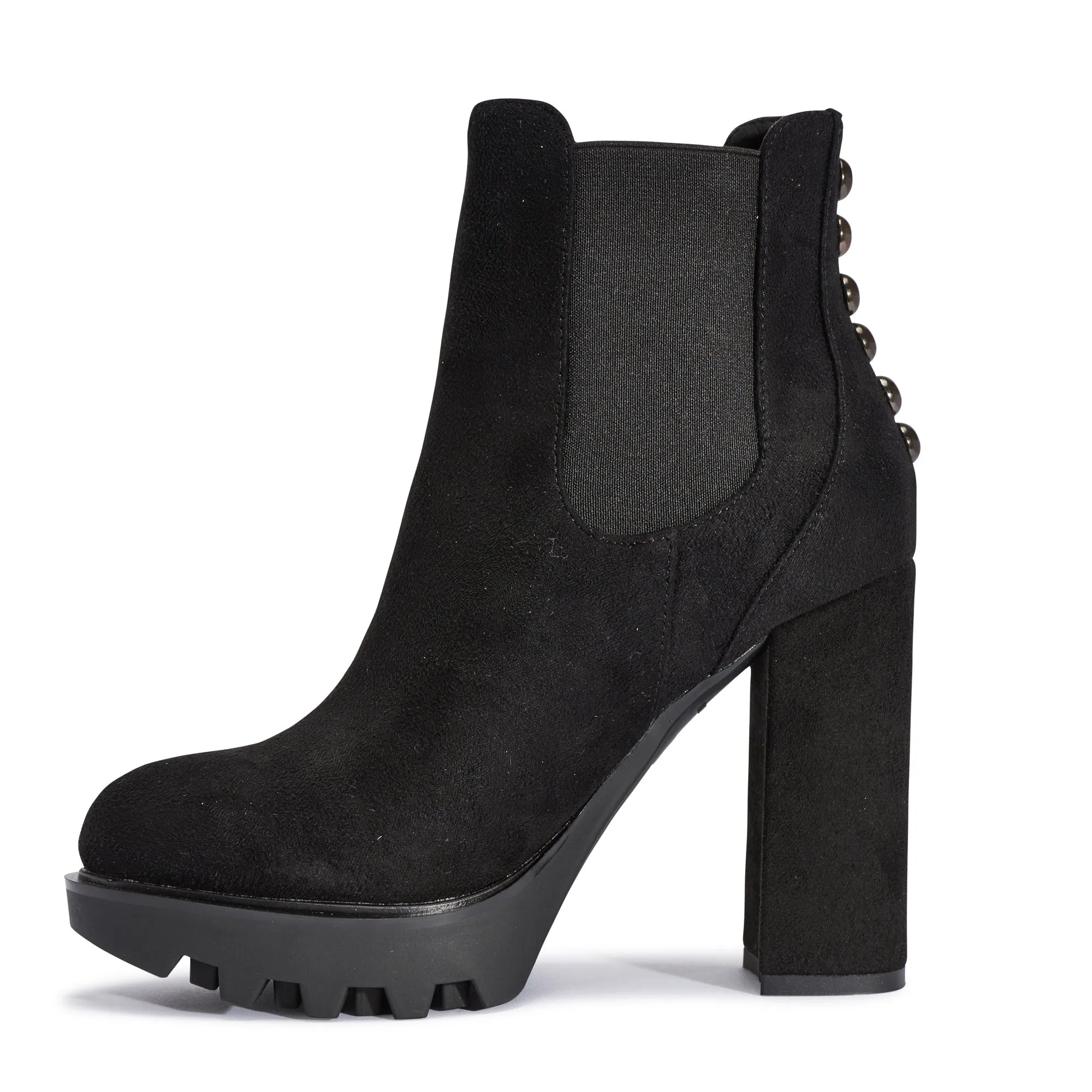 Black Block Heel Chunky Elastic Boot