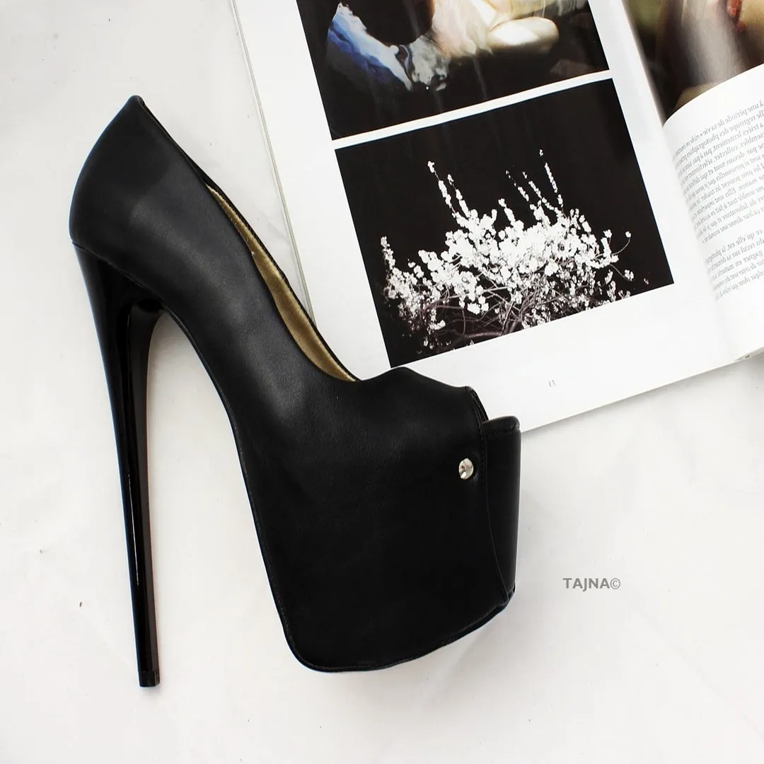 Black Matte Peep Toe Platforms