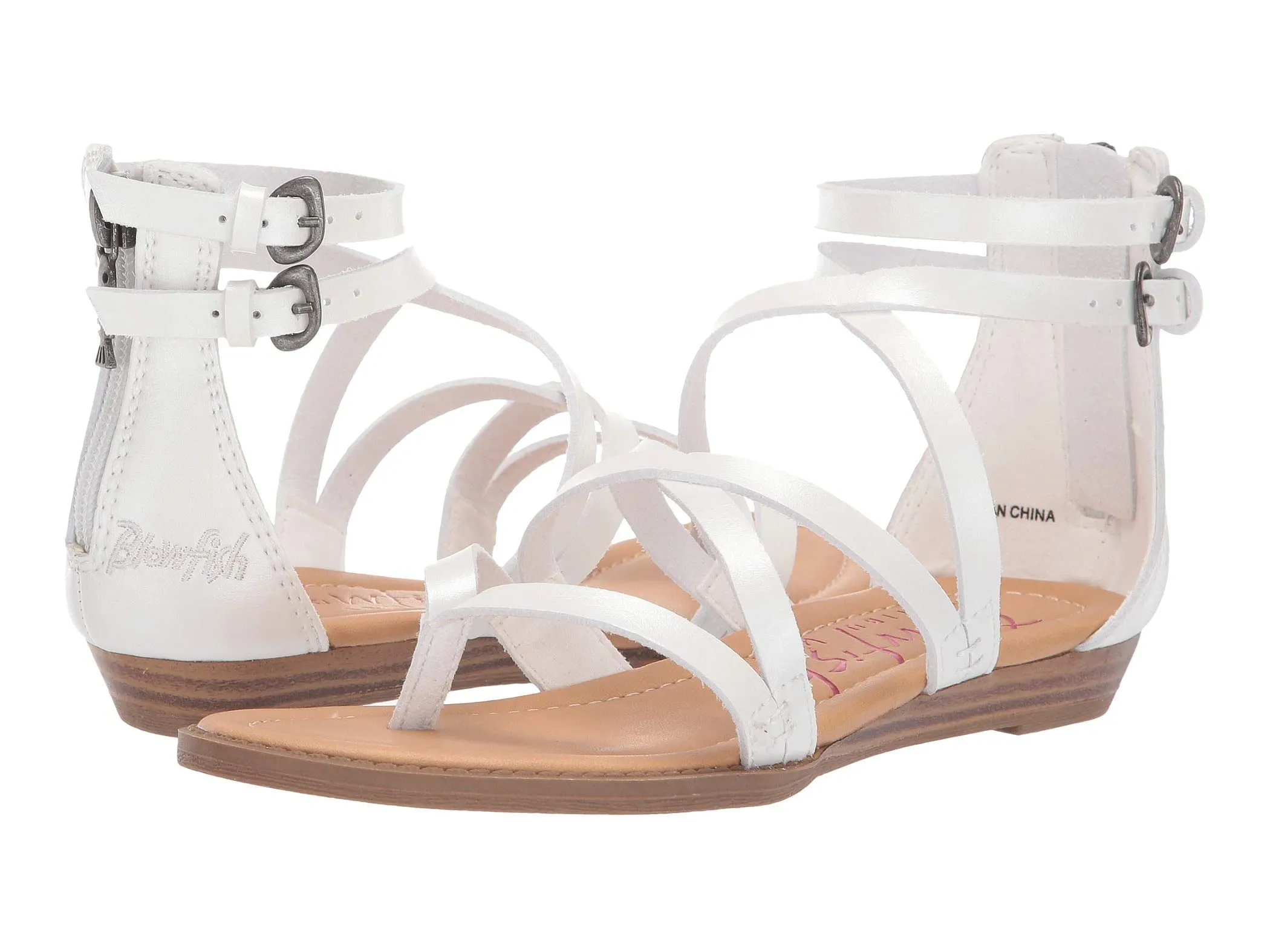 Blowfish Malibu Billa-K Pearl White Dyecut Pu Crisscrossed Straps Sandals