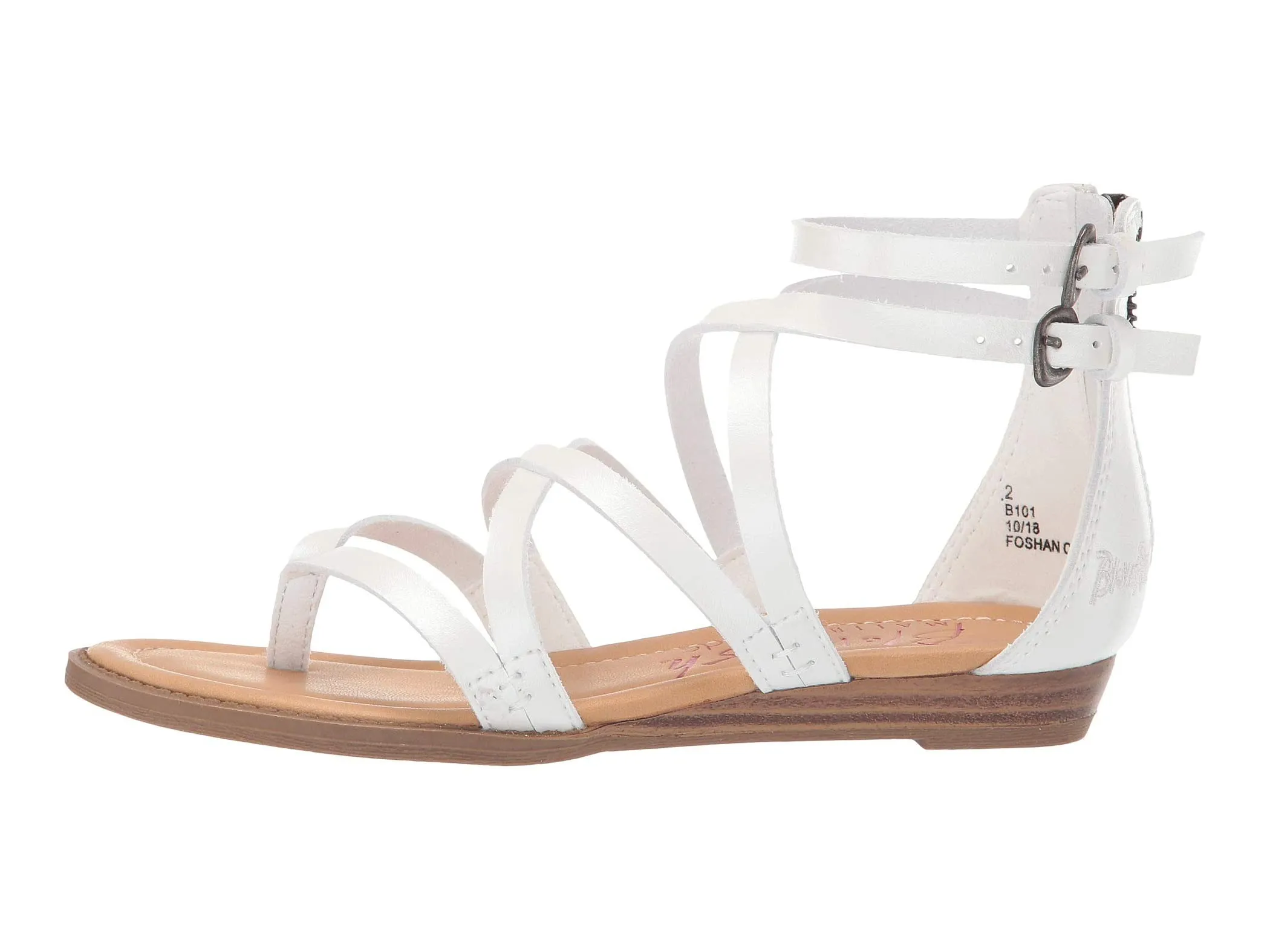 Blowfish Malibu Billa-K Pearl White Dyecut Pu Crisscrossed Straps Sandals