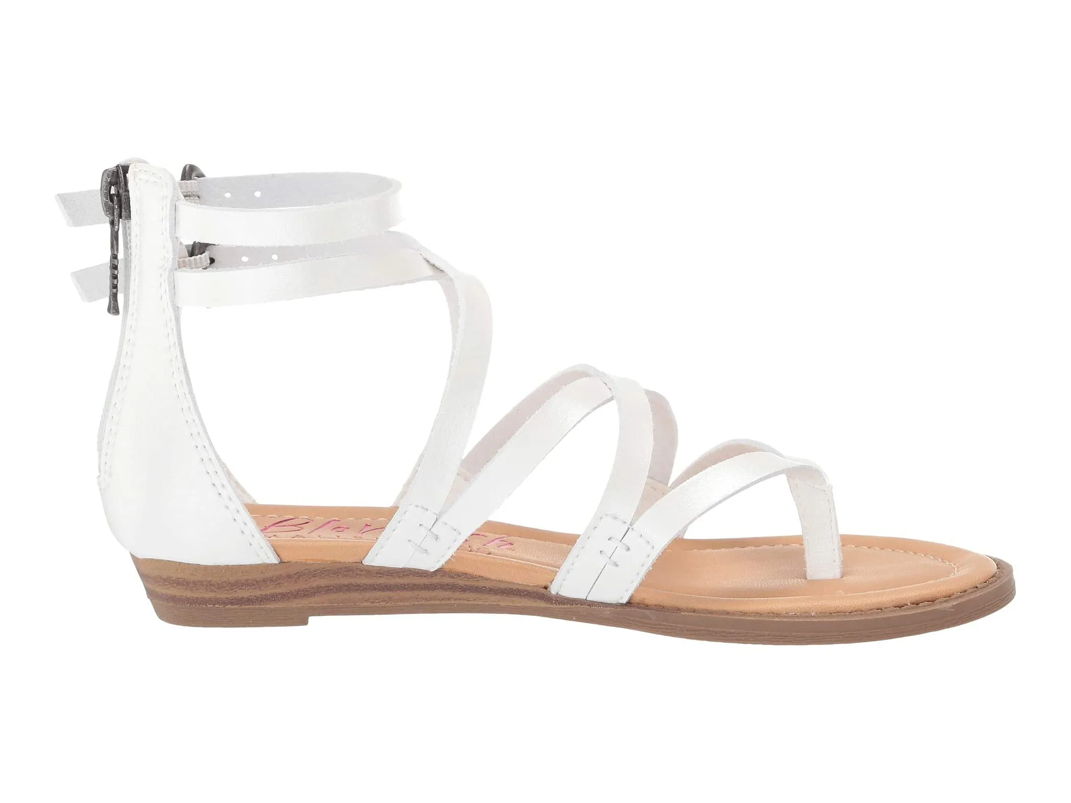 Blowfish Malibu Billa-K Pearl White Dyecut Pu Crisscrossed Straps Sandals