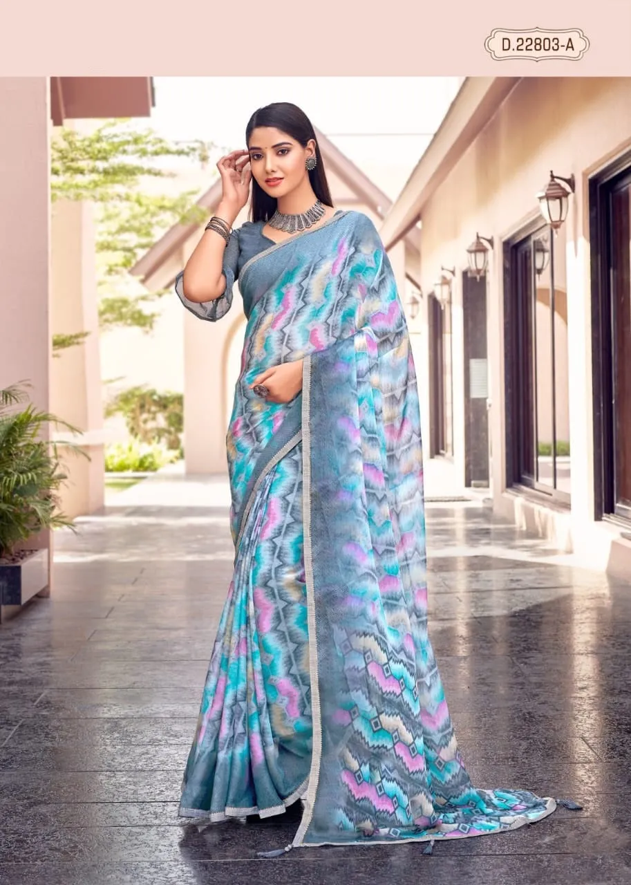 Blue Chiffon Saree