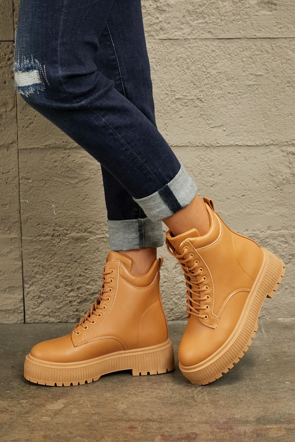 Caramel Platform Combat Boots