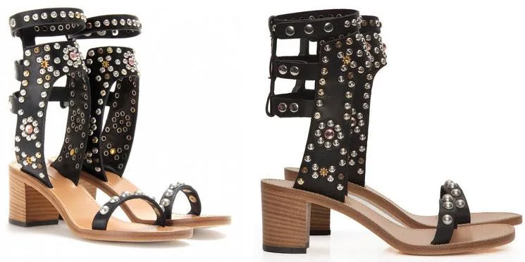 'Carol' Studded Sandals in Black or White