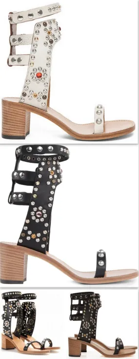 'Carol' Studded Sandals in Black or White