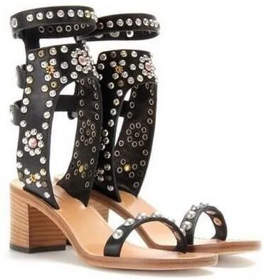 'Carol' Studded Sandals in Black or White