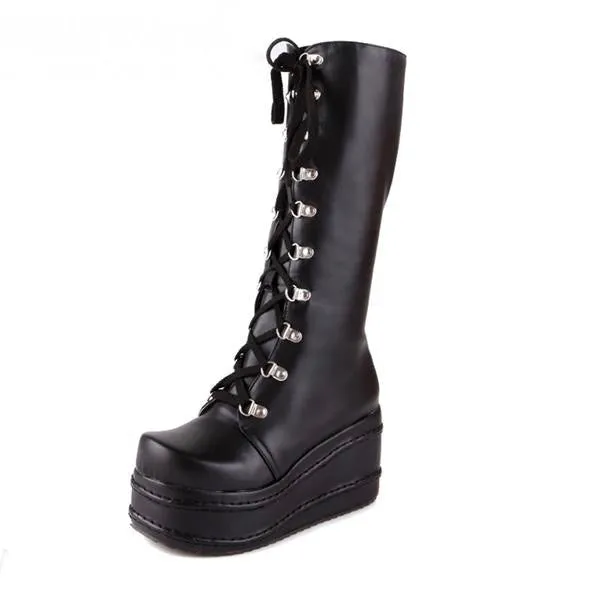 Chunky Platform Moto Boots