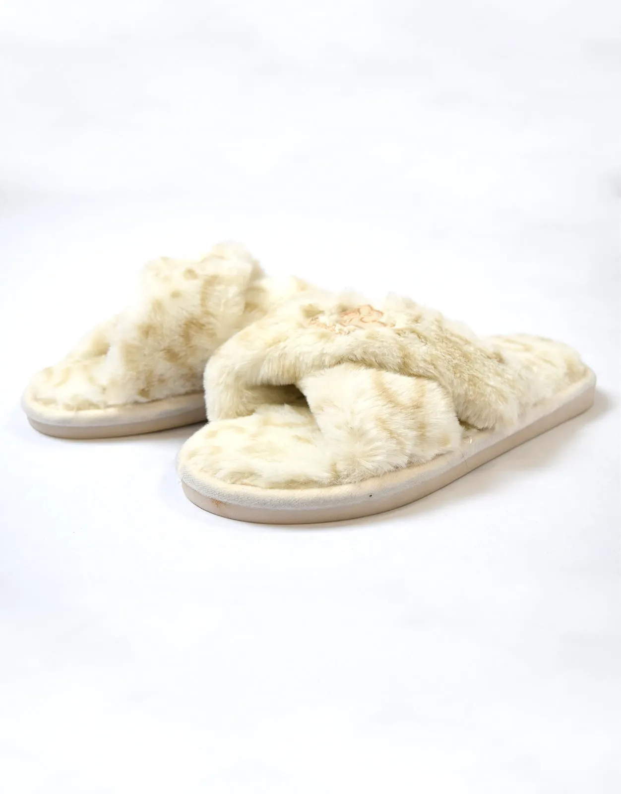 CRISS CROSS SLIPPERS, SNOW LEOPARD