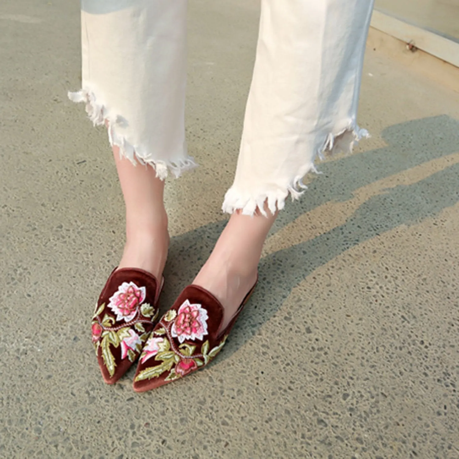 Embroidery Mule Flats