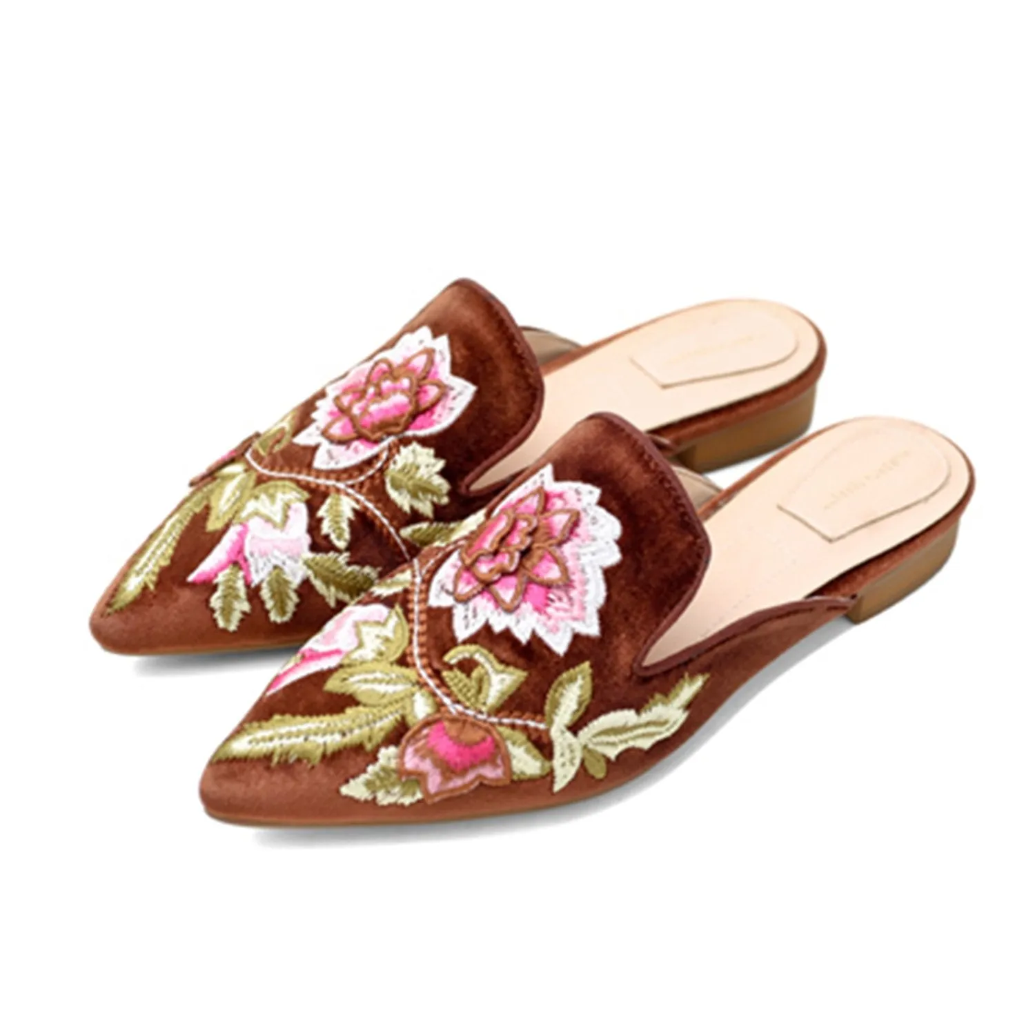 Embroidery Mule Flats