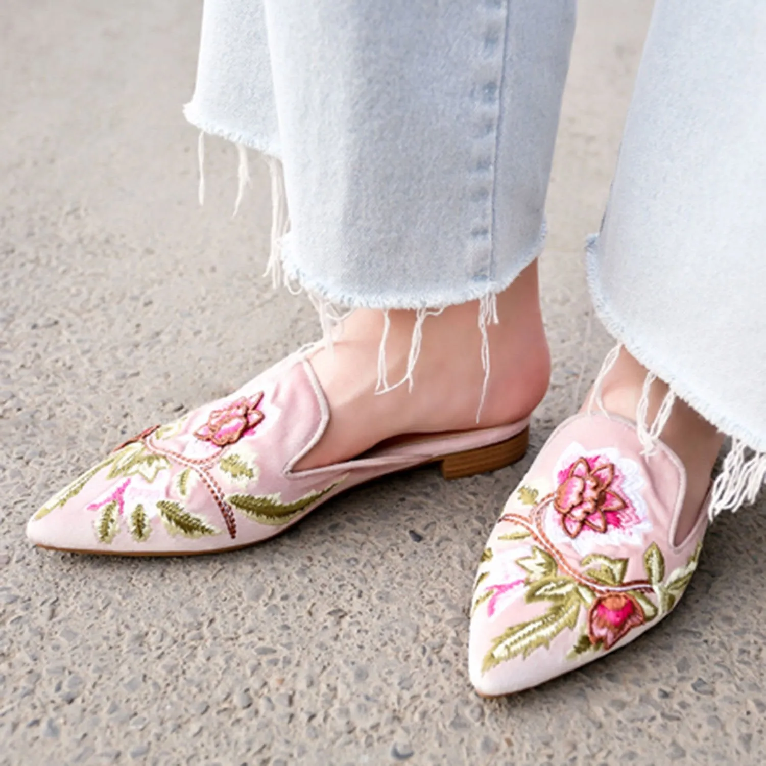 Embroidery Mule Flats