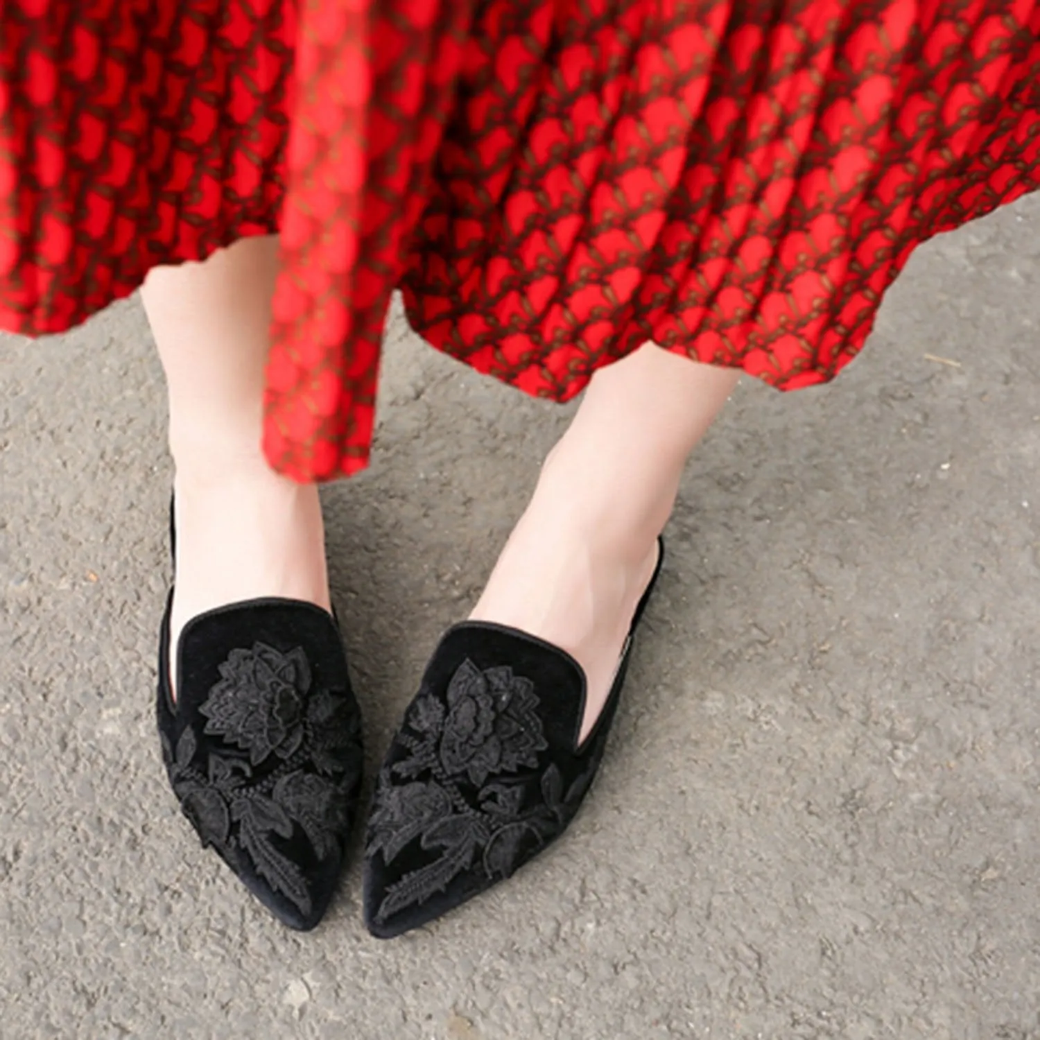 Embroidery Mule Flats