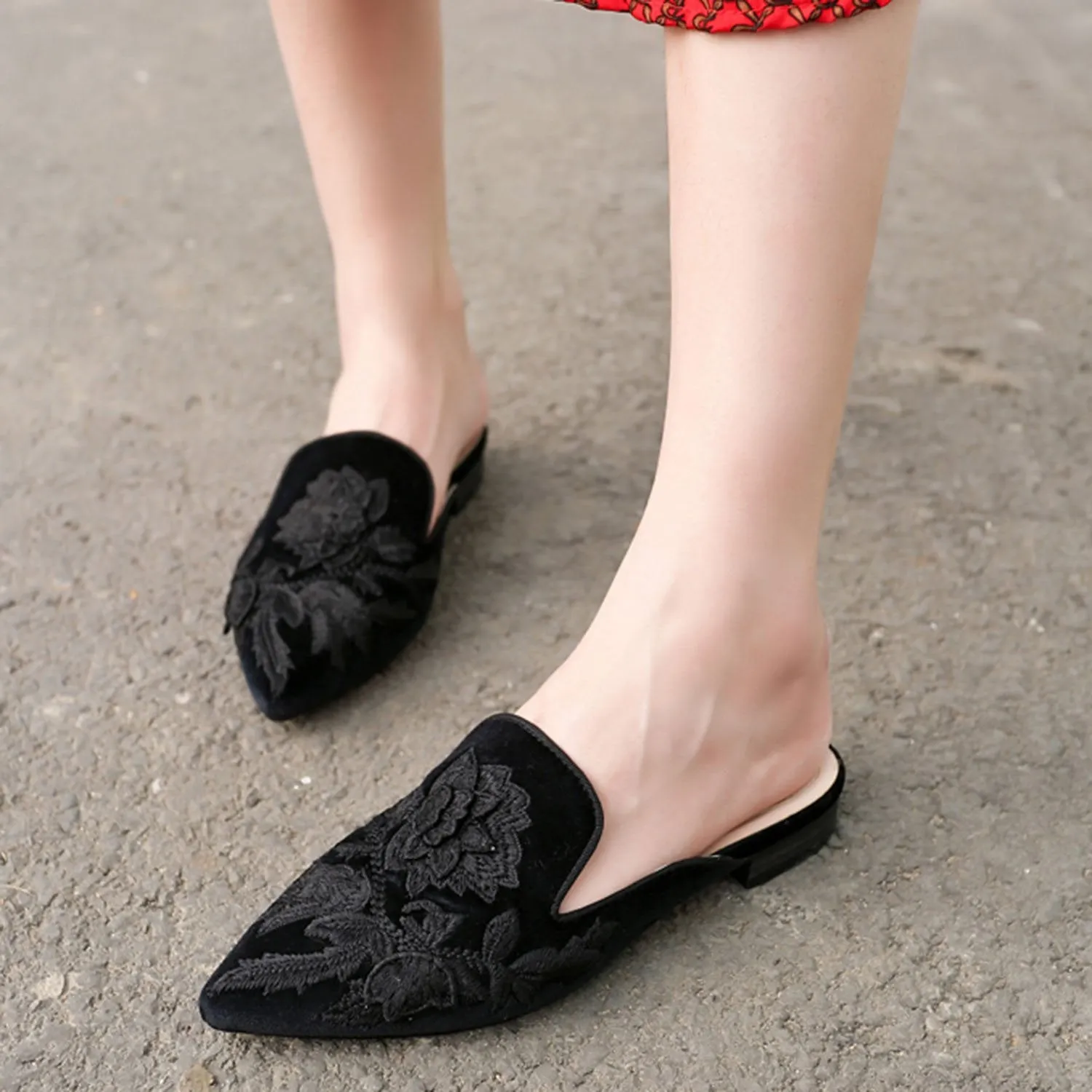 Embroidery Mule Flats