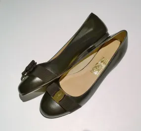 Ferragamo Varina Black Leather Bow Flats Shoes 10 C Width