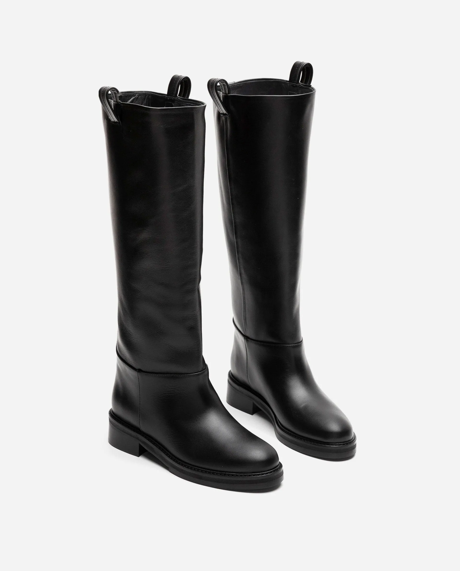 Frances Black Leather High Boots