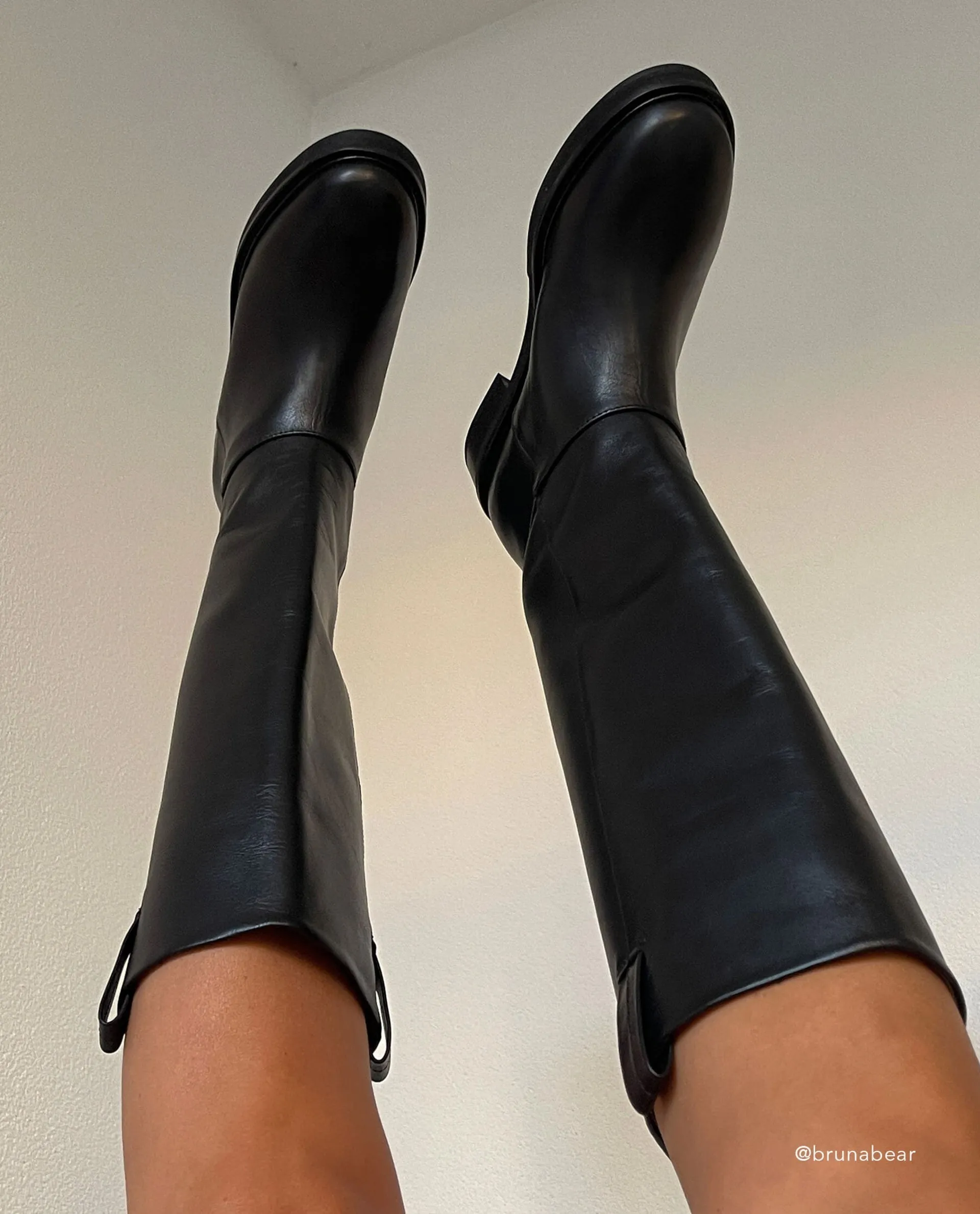 Frances Black Leather High Boots