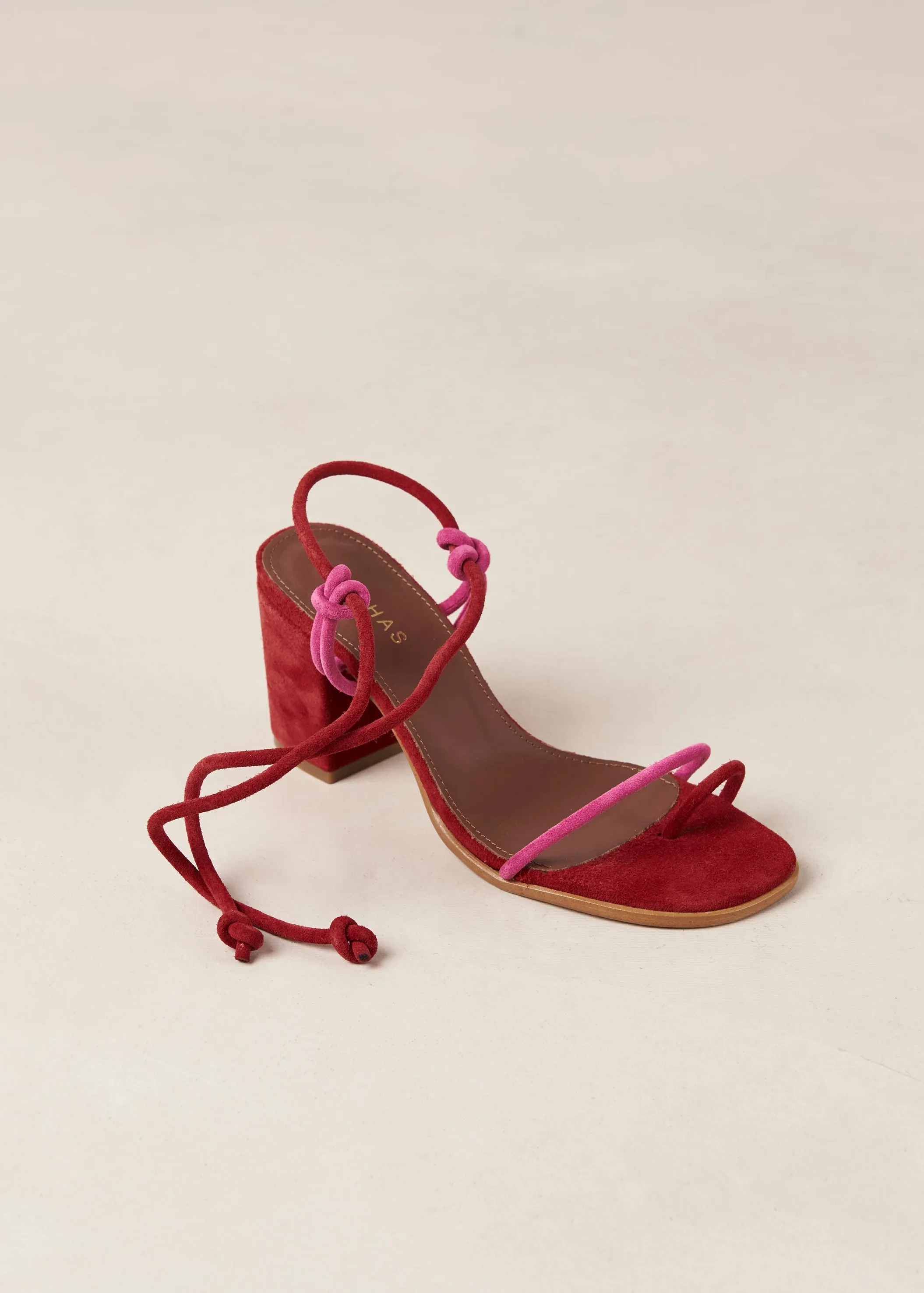 Grace Bicolor Red Magenta Leather Sandals