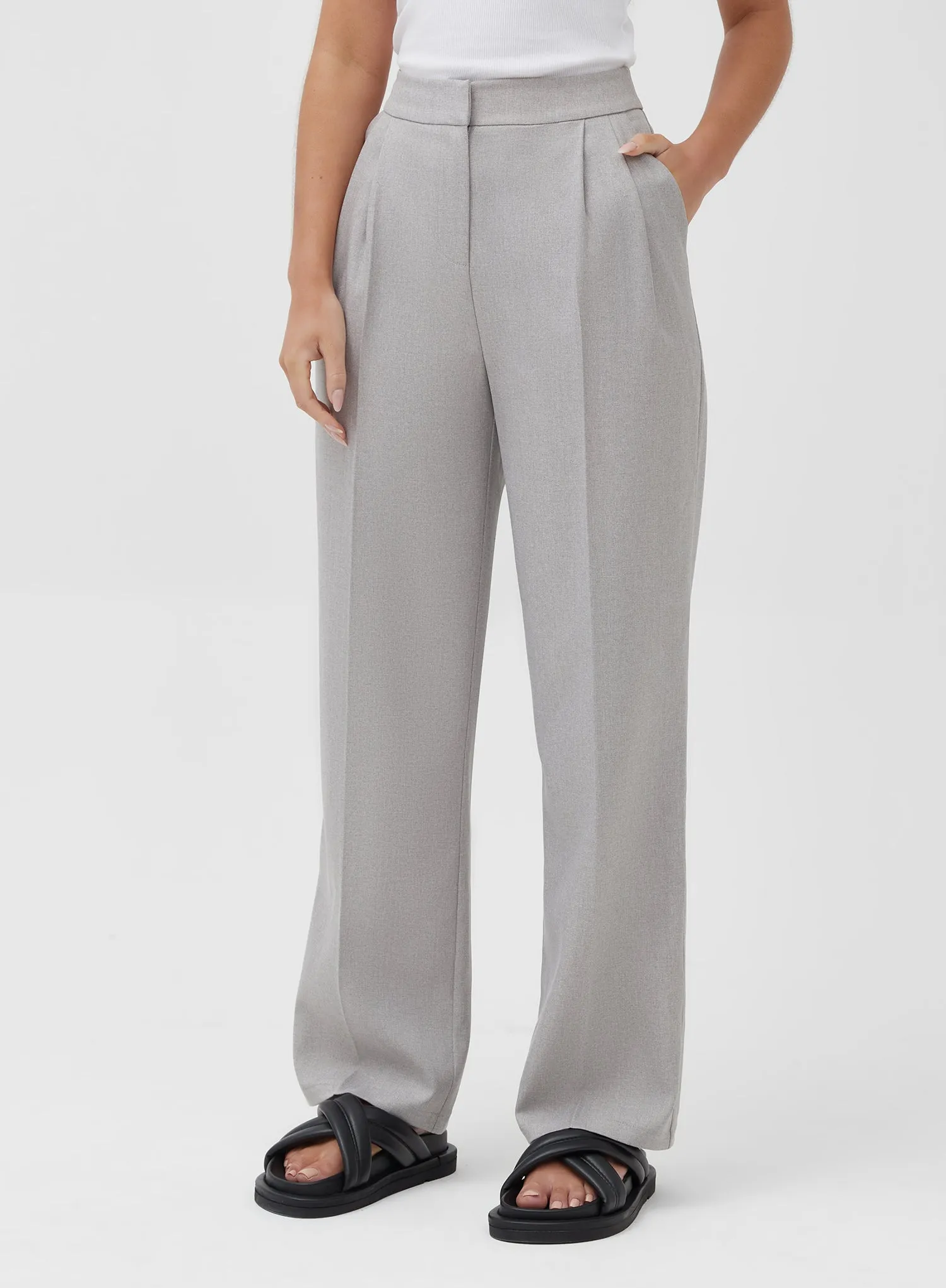 Grey Tailored Straight Leg Trouser - Kamilla