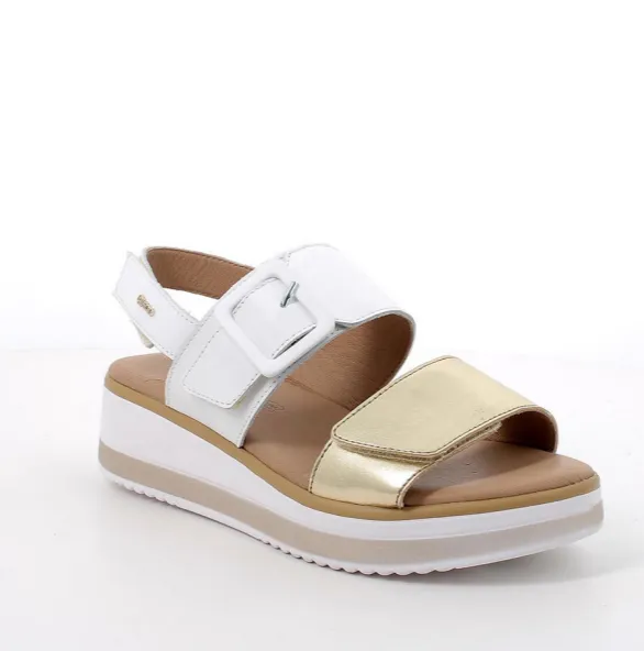 Ladies IGI & Co Sandals White/Gold Double Strap 5685422 sale