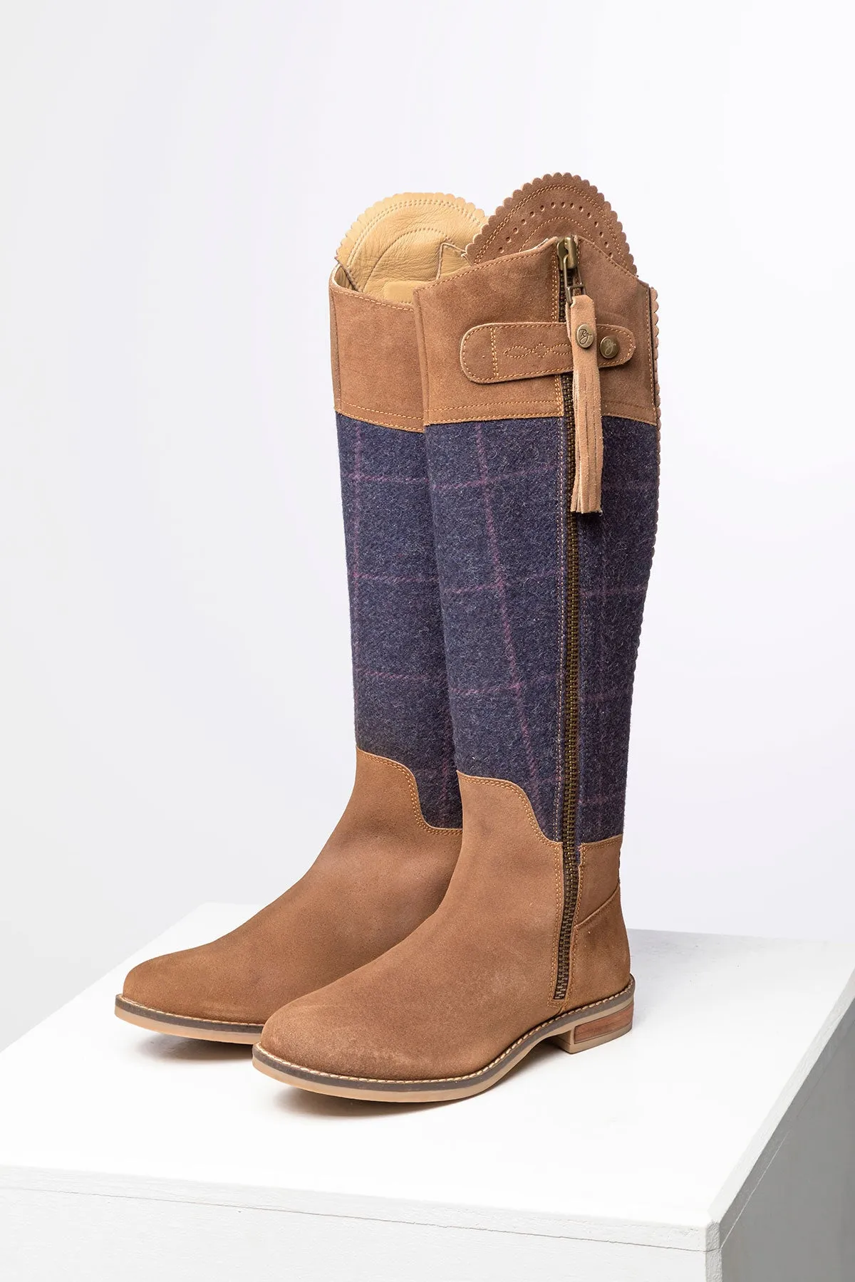 Sleek Allerton Suede and Tweed Country Boots for Women