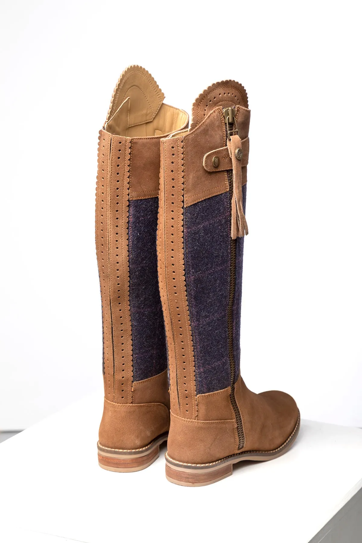 Sleek Allerton Suede and Tweed Country Boots for Women