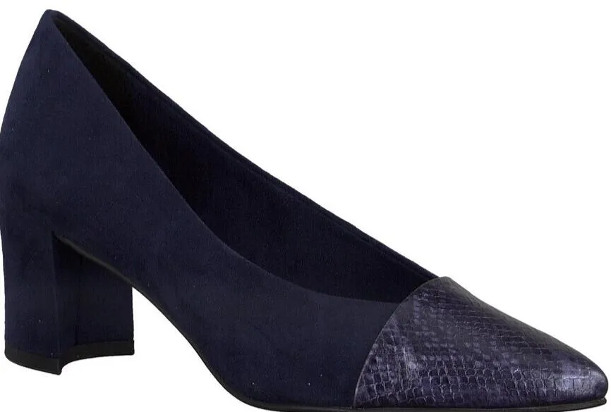 Marco Tozzi Ladies Navy/Snake Court Shoe 22414-24