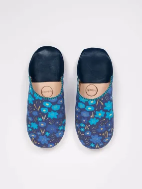 Margot Floral Babouche Slippers, Indigo