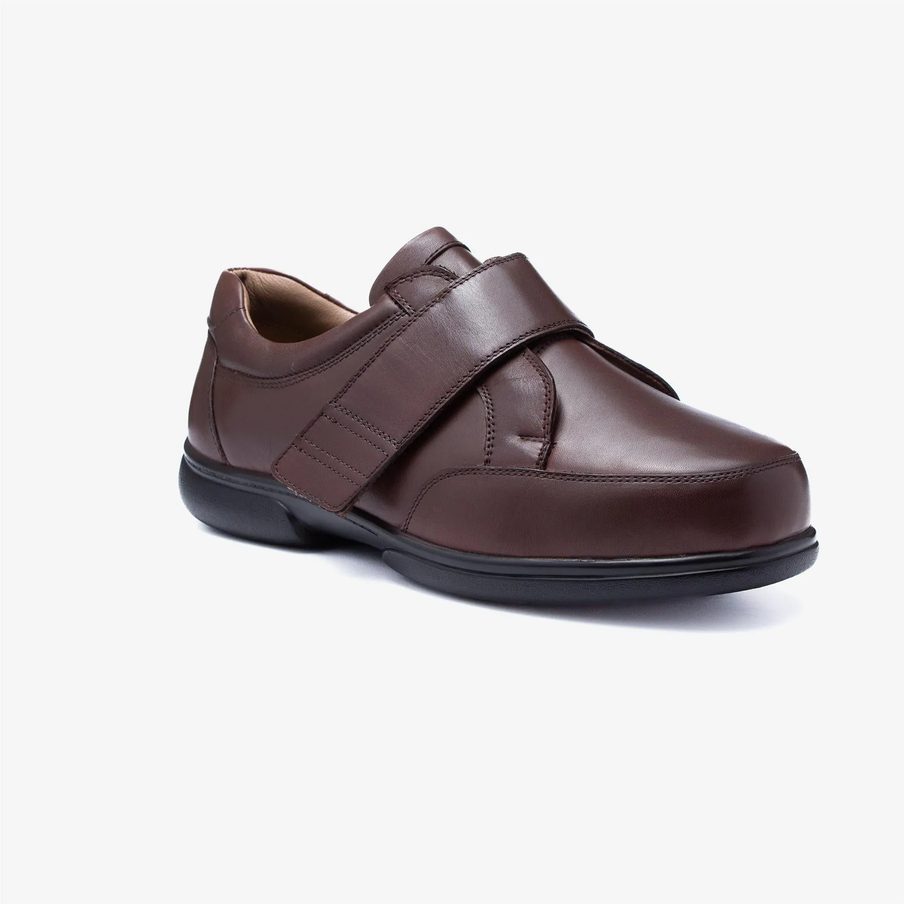 Mens Wide Fit Tredd Well Phoenix Velcro Shoes - Brown