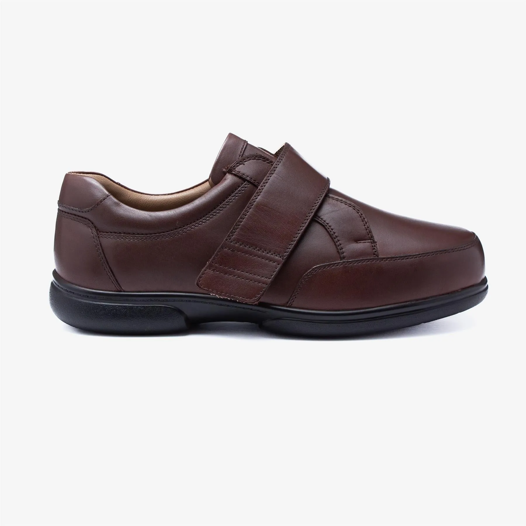 Mens Wide Fit Tredd Well Phoenix Velcro Shoes - Brown