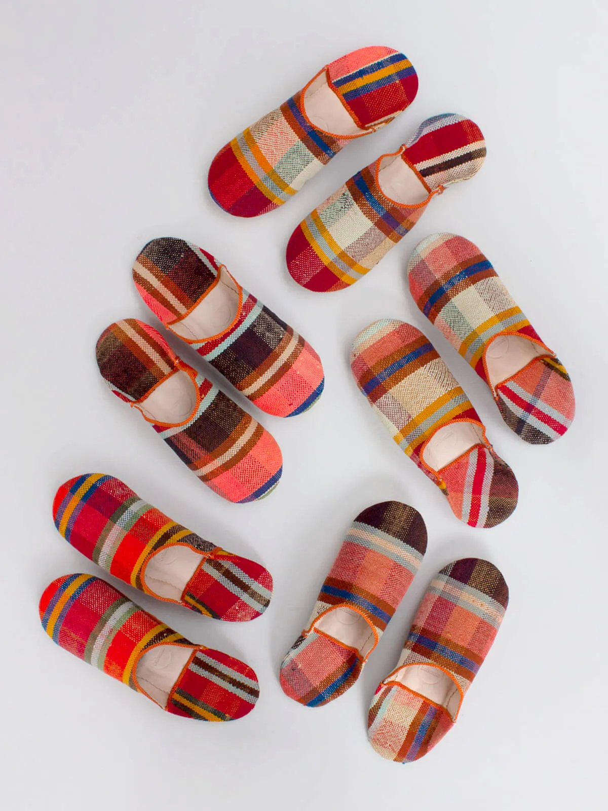 Moroccan Boujad Basic Babouche Slippers, Sunset Check