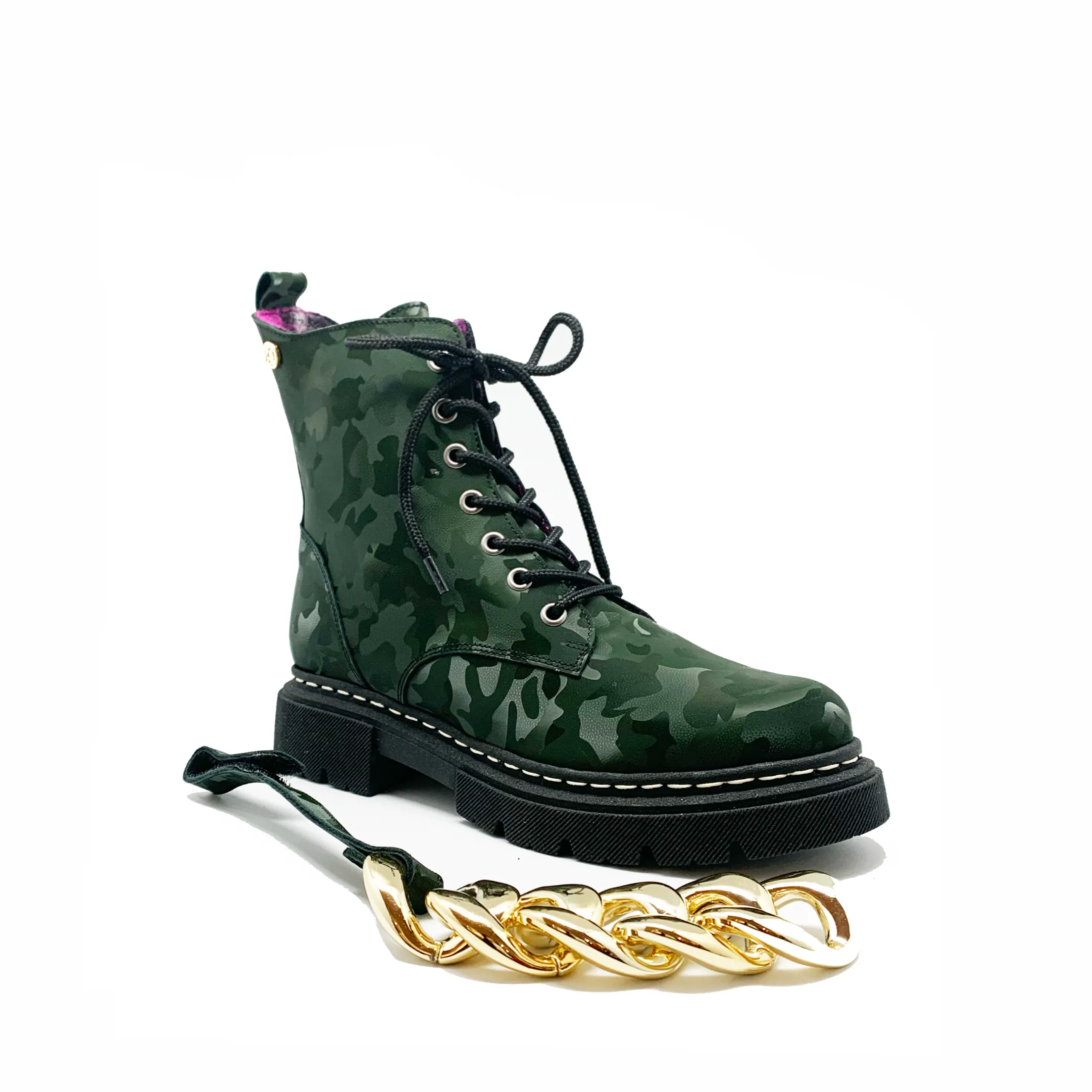 Paris - Green Camo Print Ankle boot