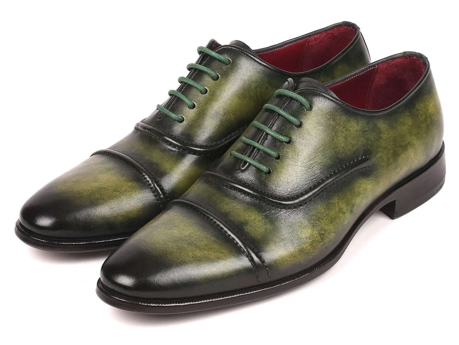 Paul Parkman Men's Cap-Toe Oxfords Green (ID#077-GRN)