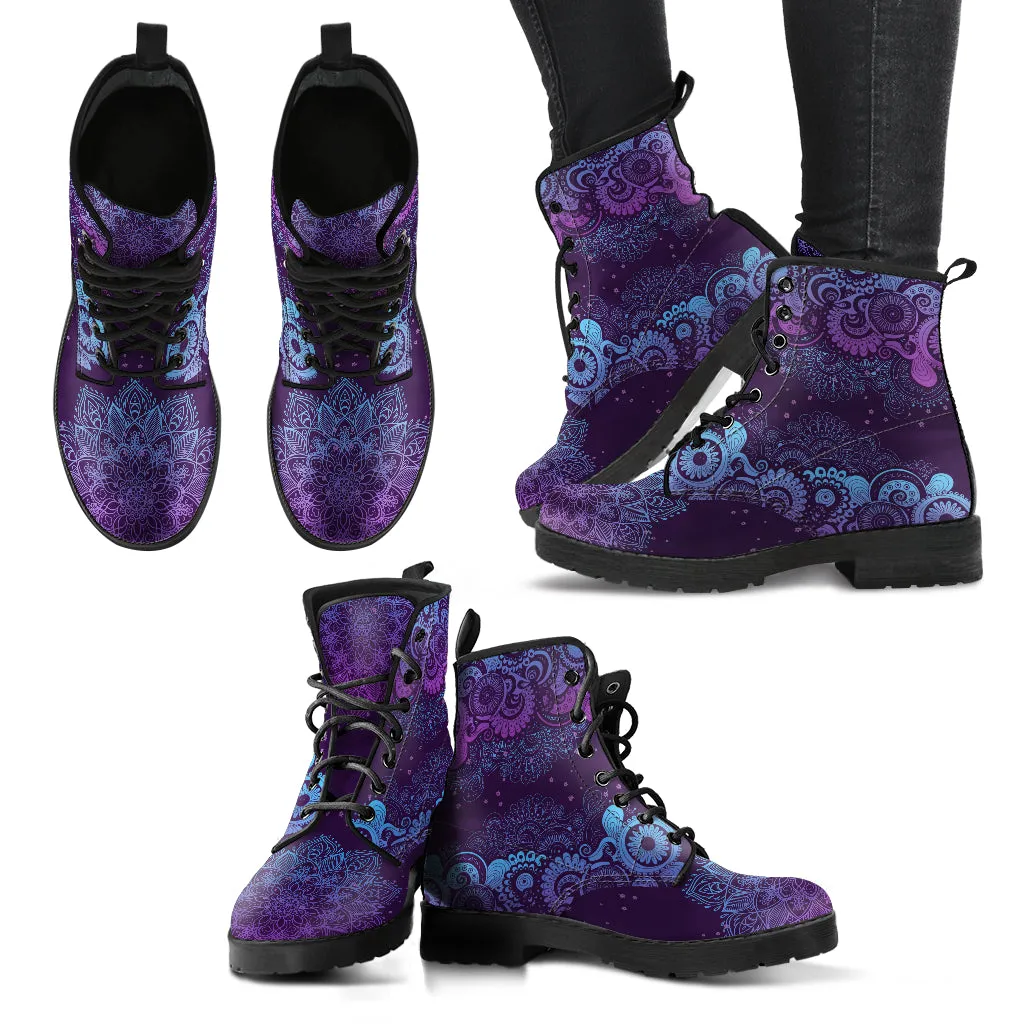 Purple Paisley Mandala Handcrafted Boots