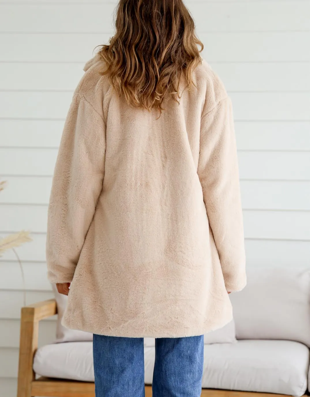 Teddy Faux Fur Jacket - Beige